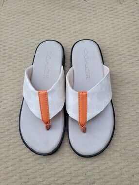 New Coach Monogram Print Flip Flops Size 9